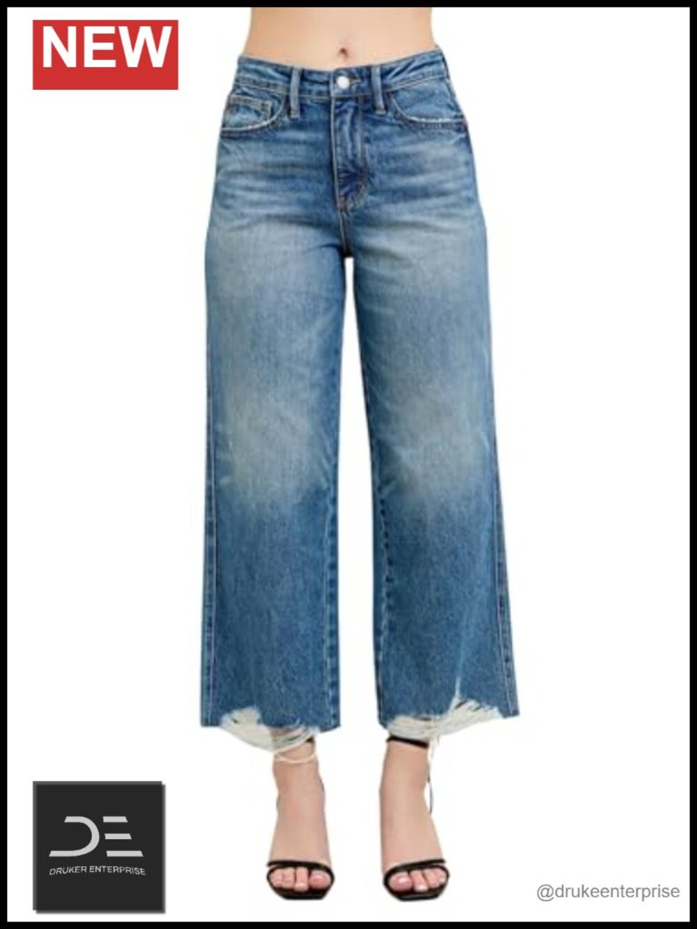 High Waist Rigid Magic Destroy Wide Leg Crop Jeans